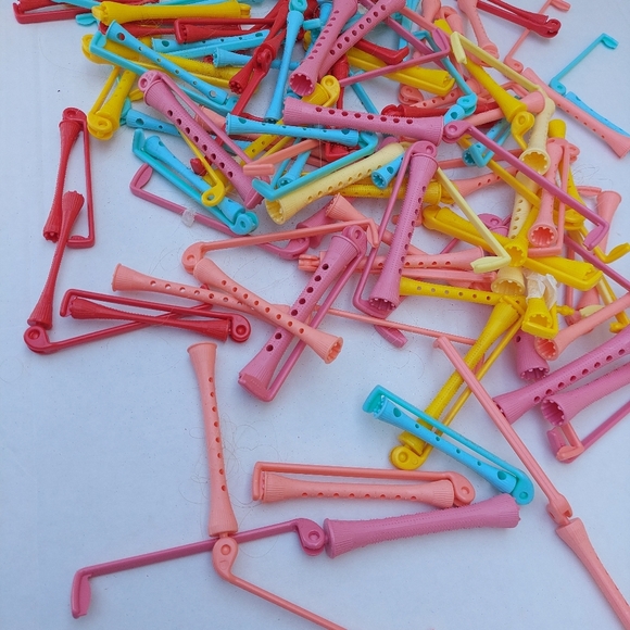 Colorful Vintage Hair Curlers Set ROLLERS Old School - Picture 2 of 4